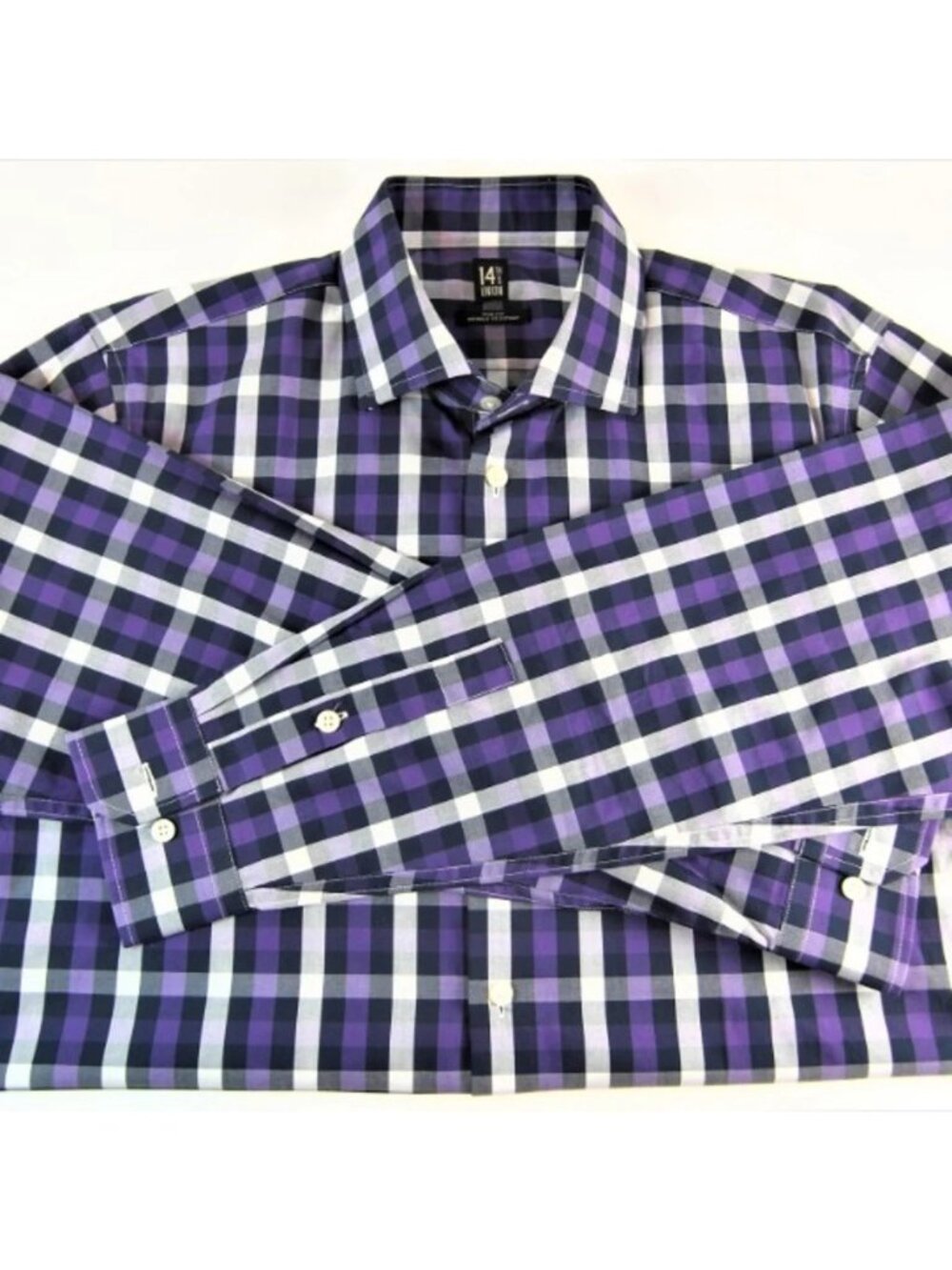 14th & Union Shirt Men's Large 16 Purple Long Sleeve 34/35 Button Down